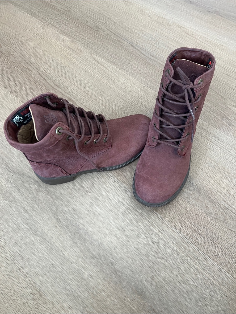 Kodiak Burgundy Lace-Up Suede Ankle Boots